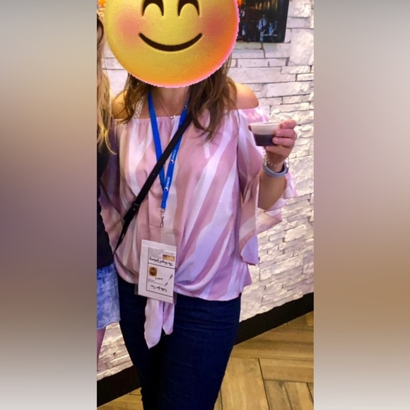 Pink and white off the shoulder blouse - Picture 6 of 6